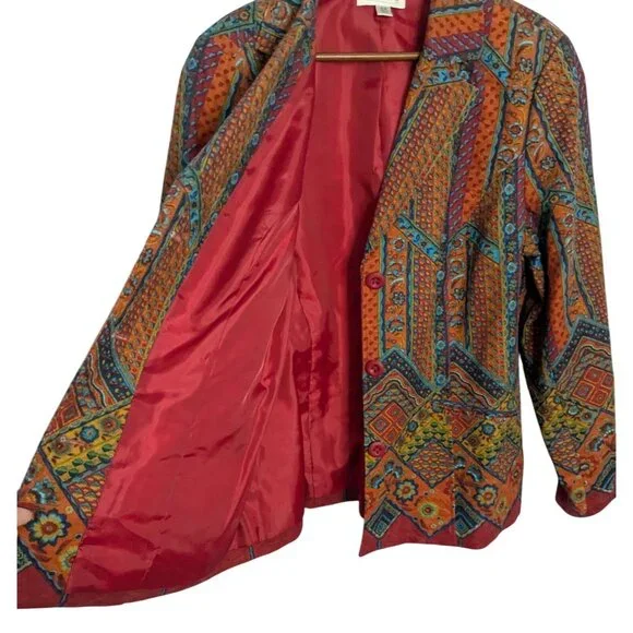 Coldwater Creek Womens Multicolor Geometric Pattern Blazer Jacket W18 Southwest - Picture 7 of 16